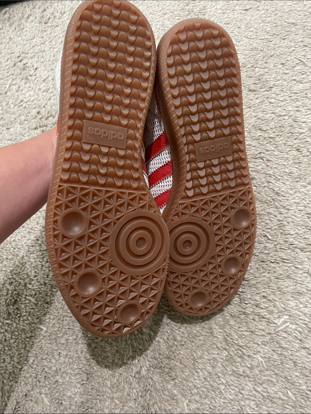 NWB Adidas Preloved Red Crochet Knit Sambas - Picture 6 of 7